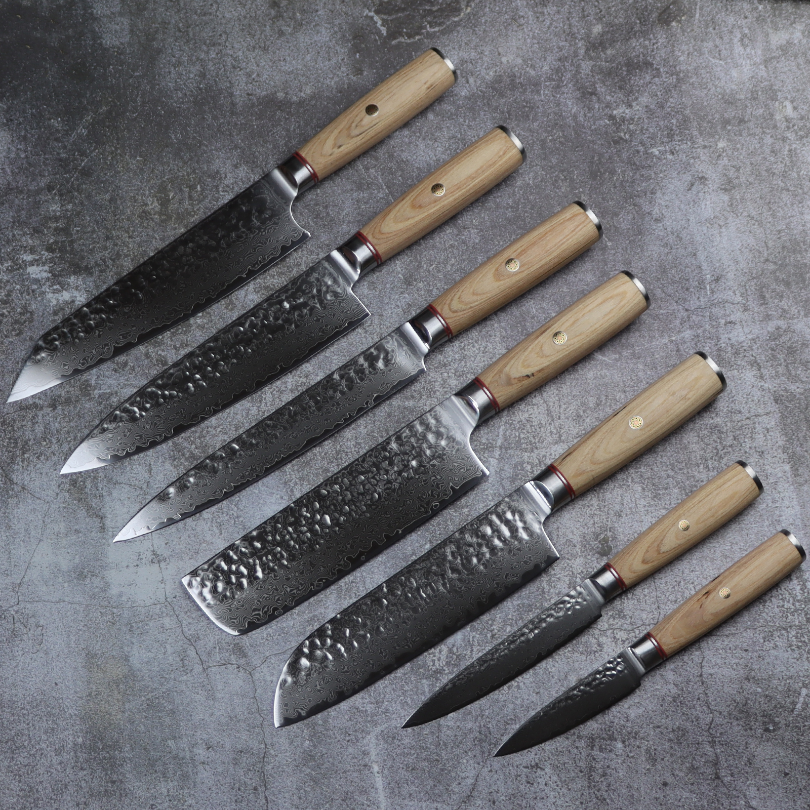 7pc Japanese Damascus Steel Knife Set