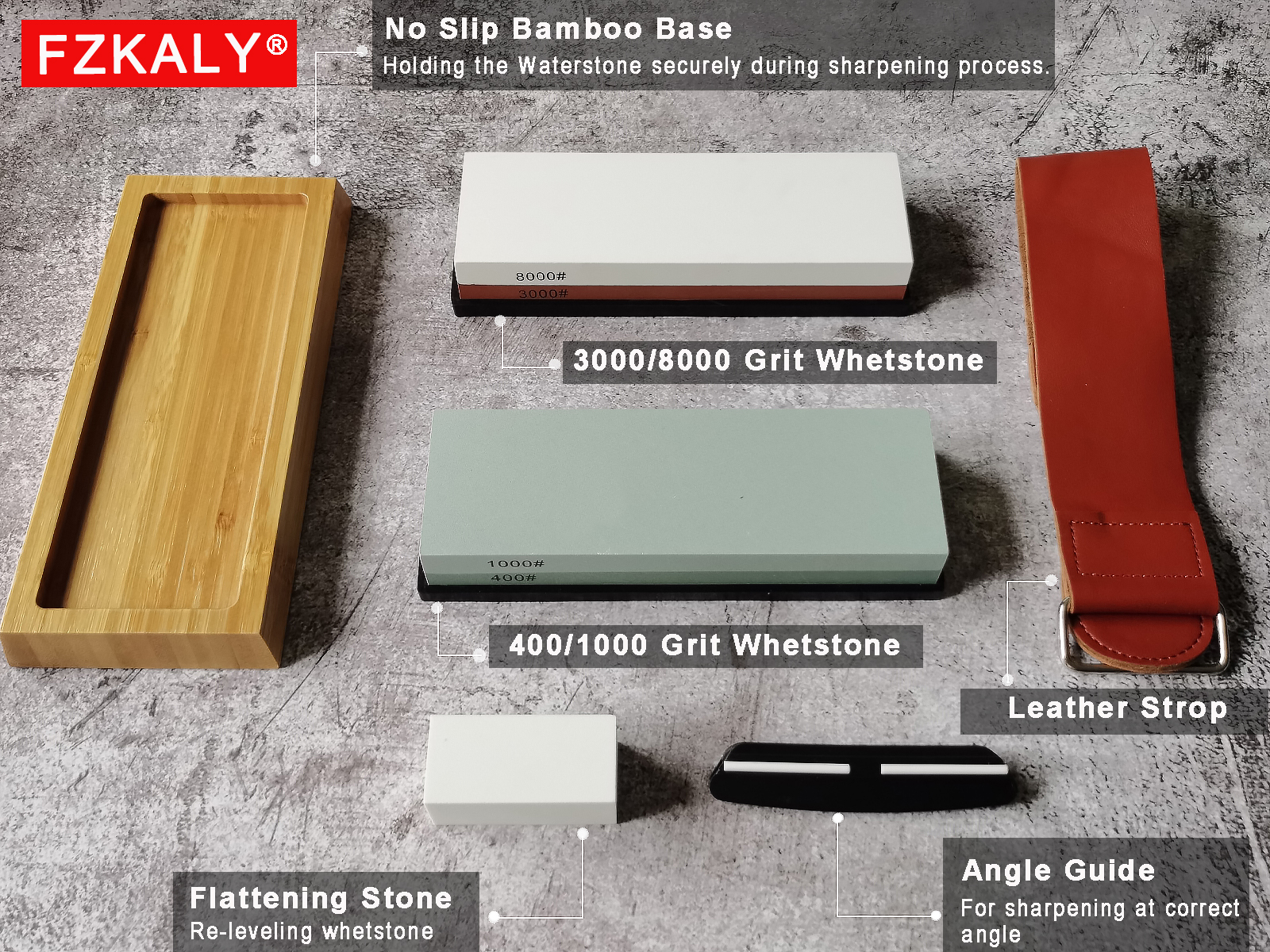 #400 / #1000 and #3000 / #8000 Grit Whetstone Set - Package