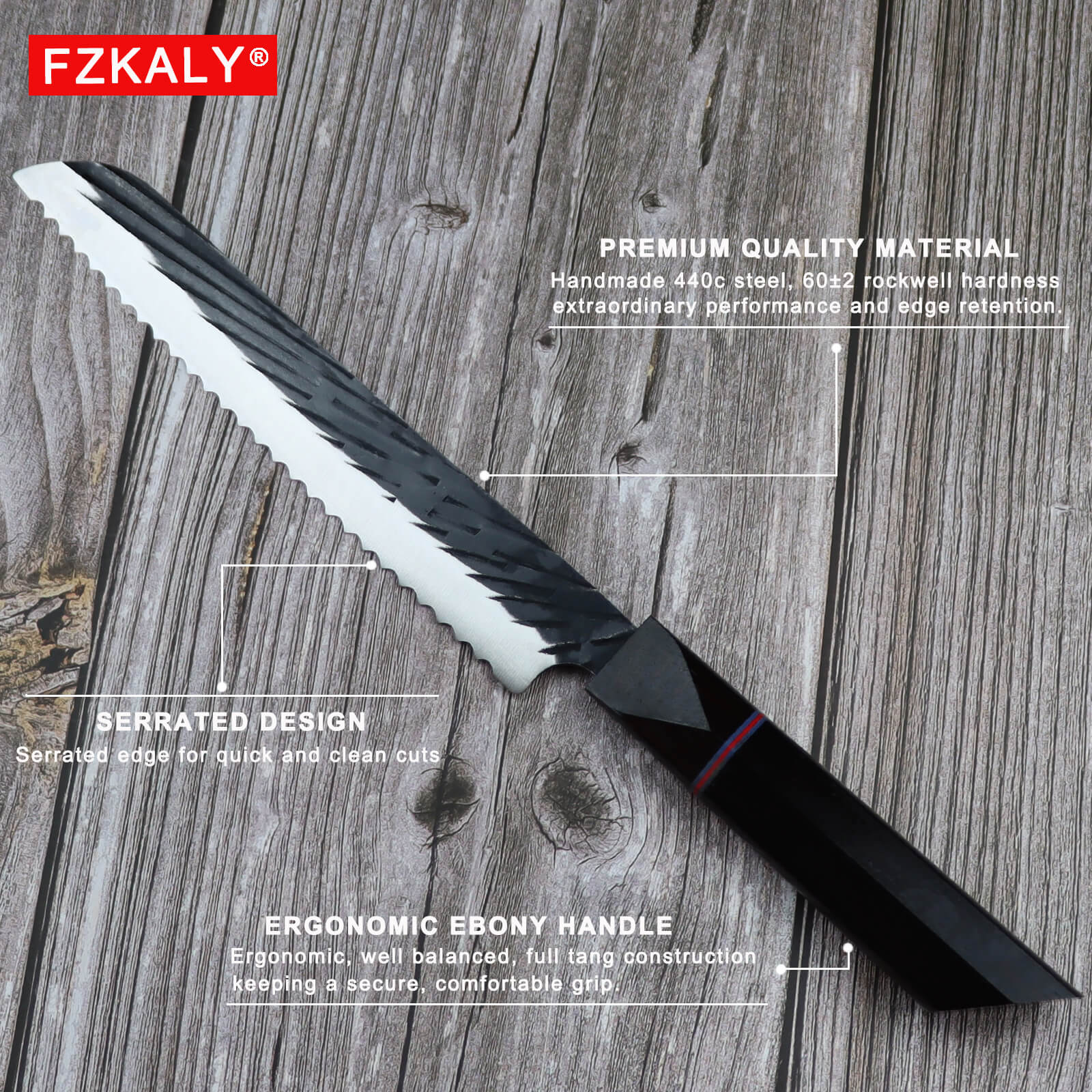 Bread Cutting Knife 8" with Serrated Design