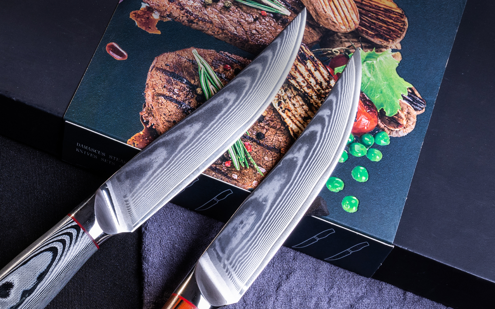 4Pcs Damascus Steak Knife Set AUS-10 Japanese Stainless Steel