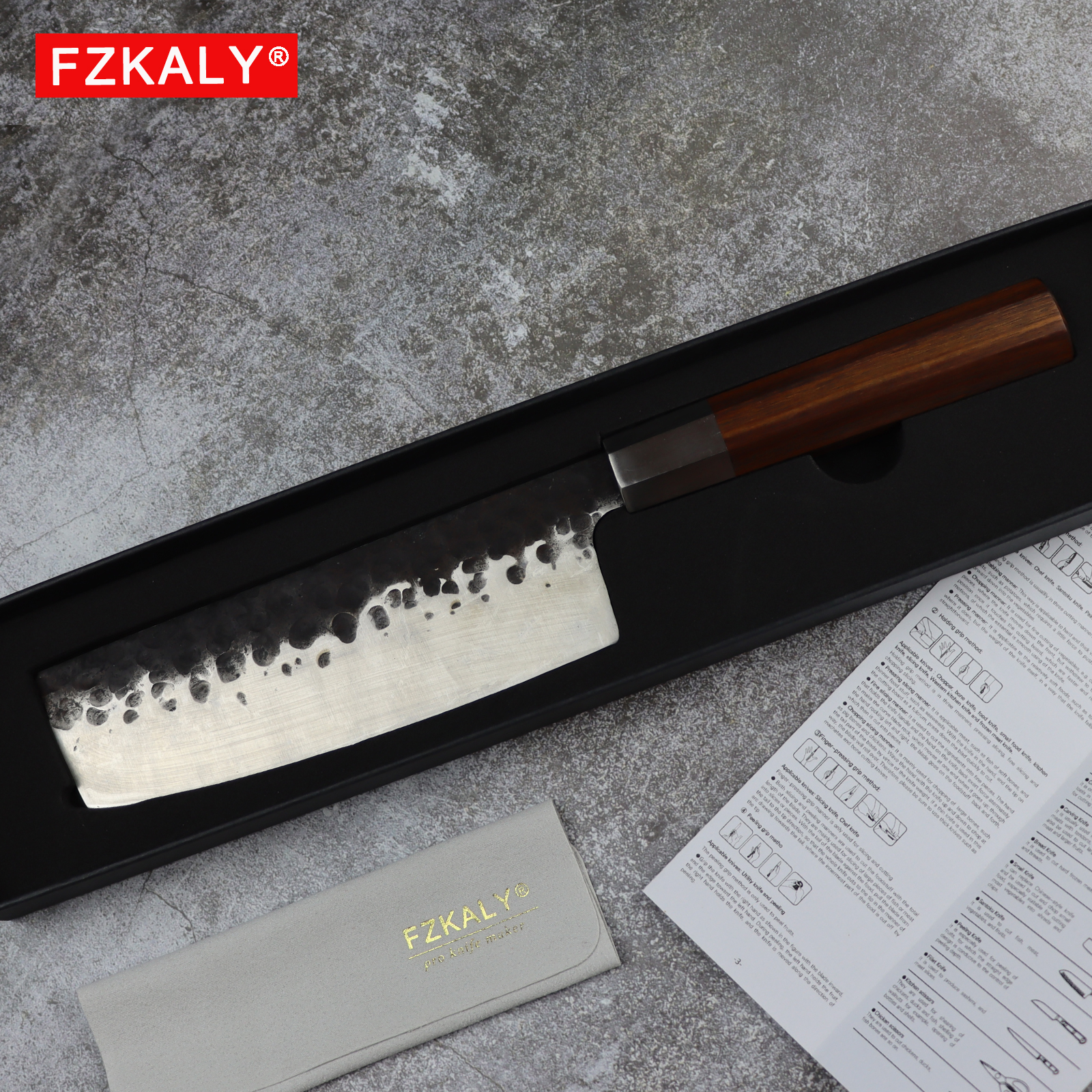 Fzkaly Hand Forged Nakiri Knife Gift Box