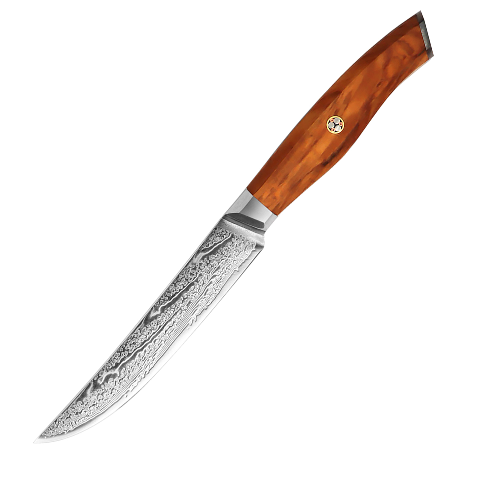 5 Inch Japanese Damascus Steak Knife With Olive Wood Handle