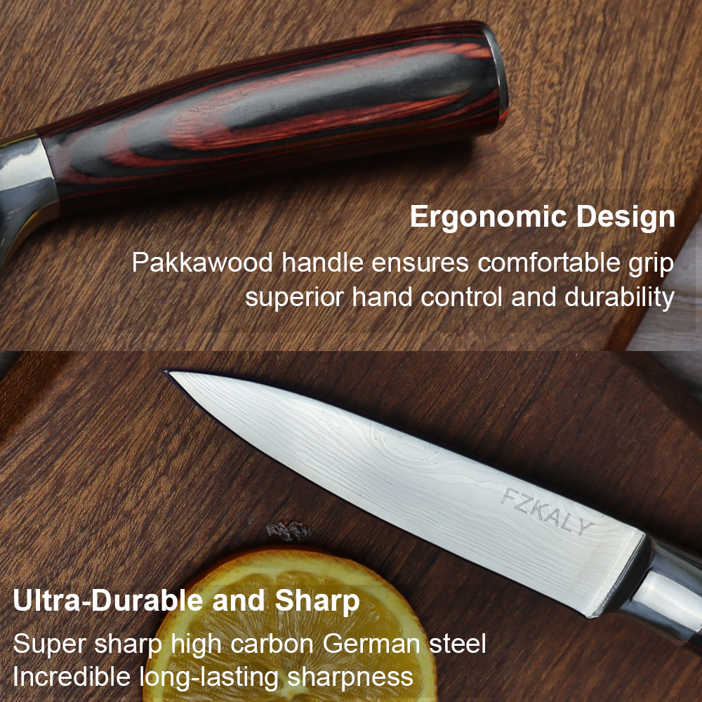 8-Piece Chef Knife Set With Roll Bag, High Carbon Steel Blade