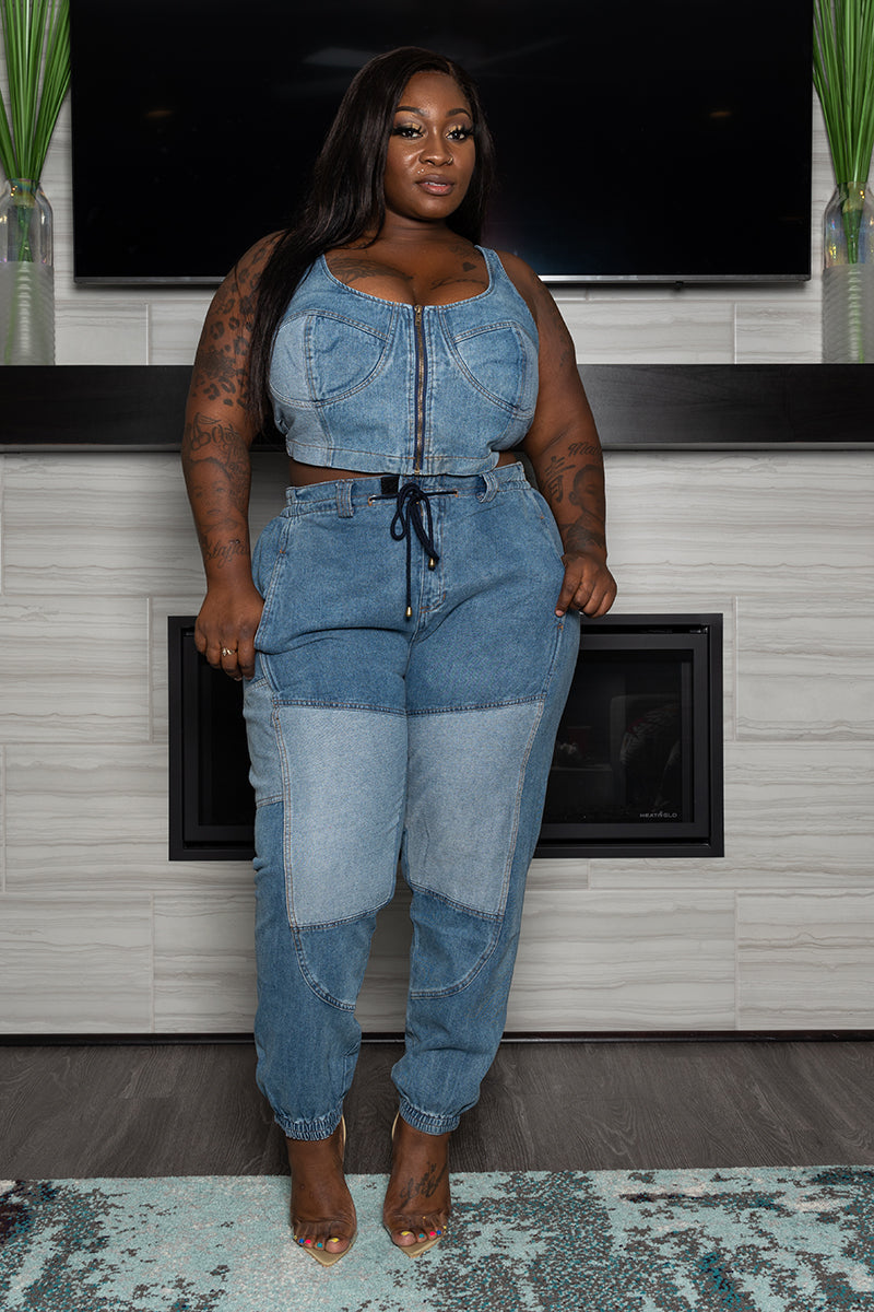 denim crop top plus size