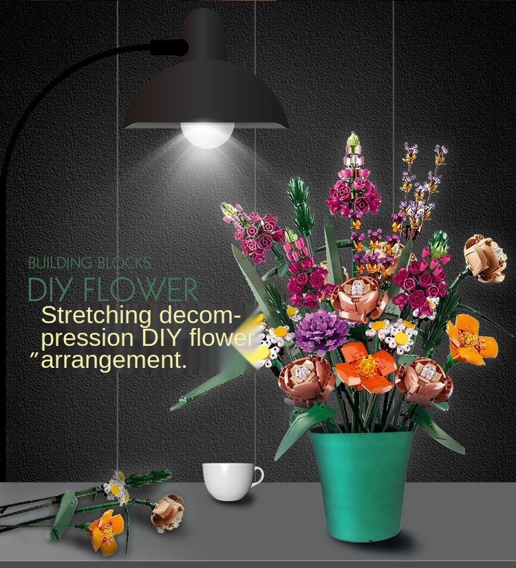 10289 Bird Of Paradise Bouquet Rose Building Block Unziptoy Diy Potted Illustration 10298