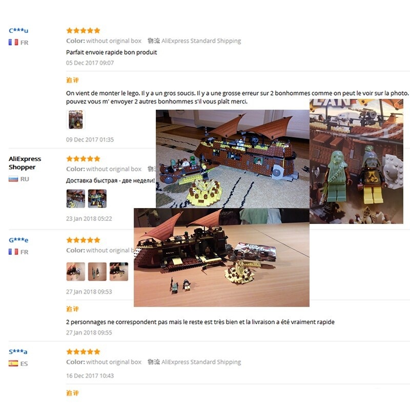 821Pcs 05090 The Jabba's Sail Barge Star Series Building Blocks 6210 Starwar