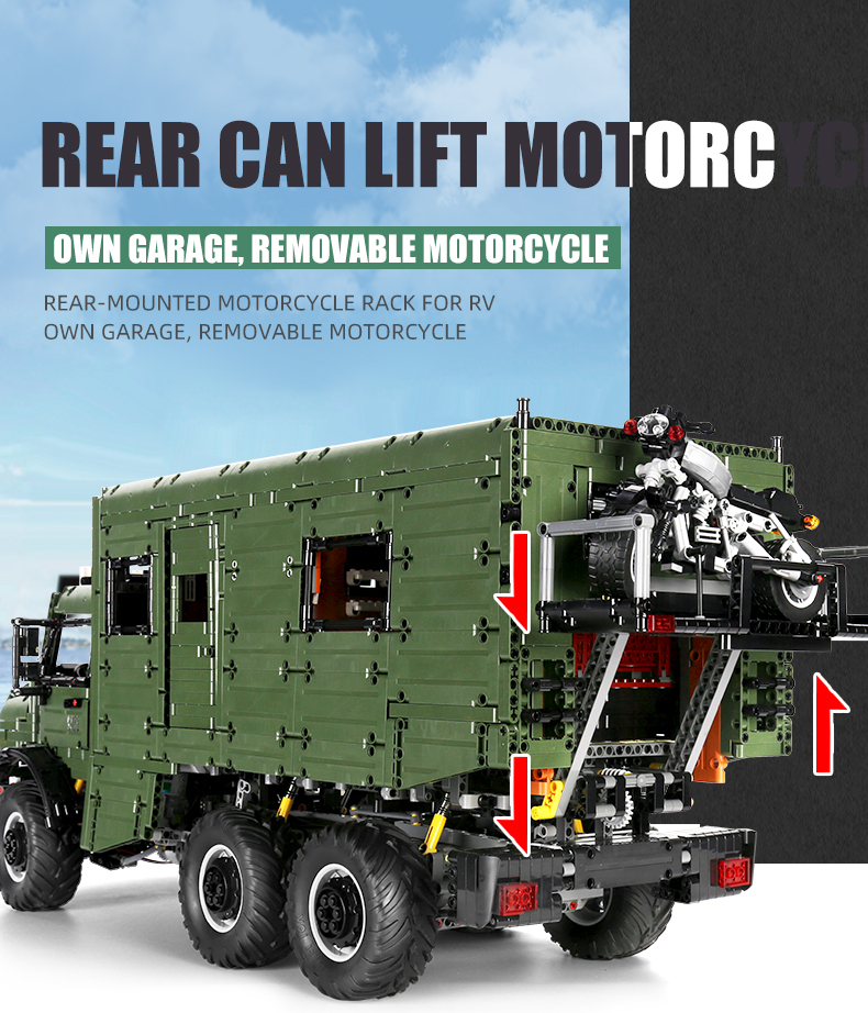 J907 High-Tech Remote Control The MOC Motorzied Nomadism RV Motorhome Truck Set Building Blocks Car