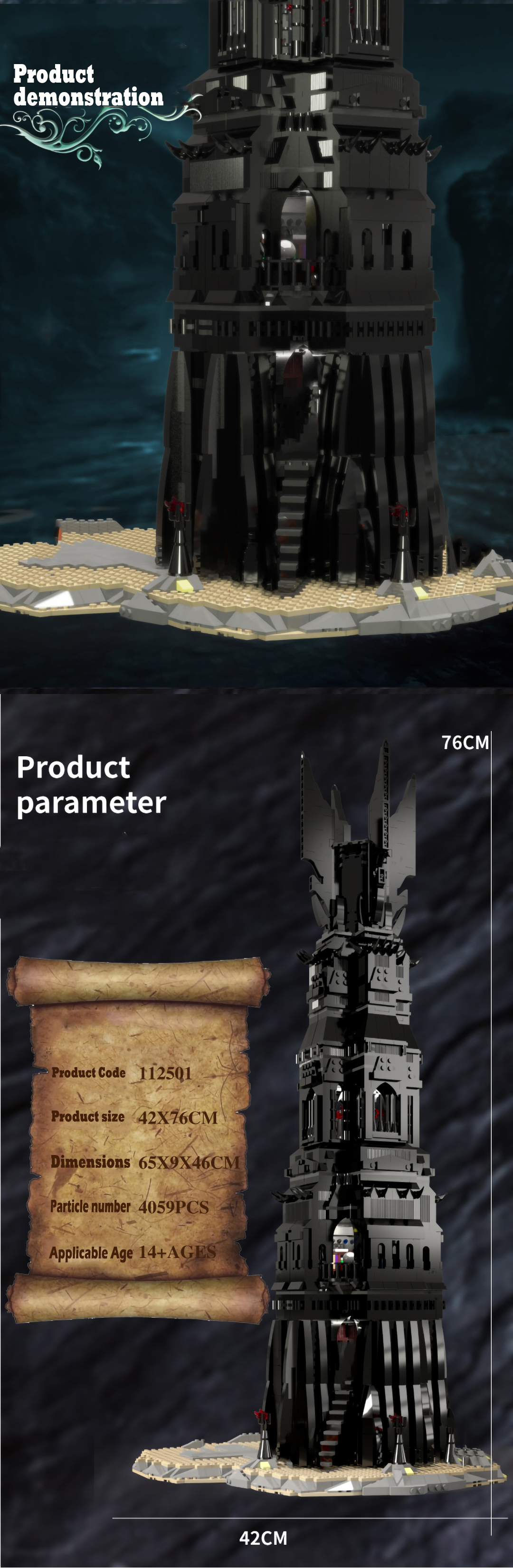 MOC The Tower of Orthanc  4059PCS 112501 Movie Series Building Blocks