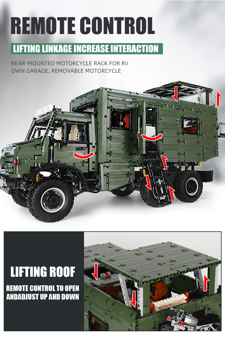 J907 High-Tech Remote Control The MOC Motorzied Nomadism RV Motorhome Truck Set Building Blocks Car