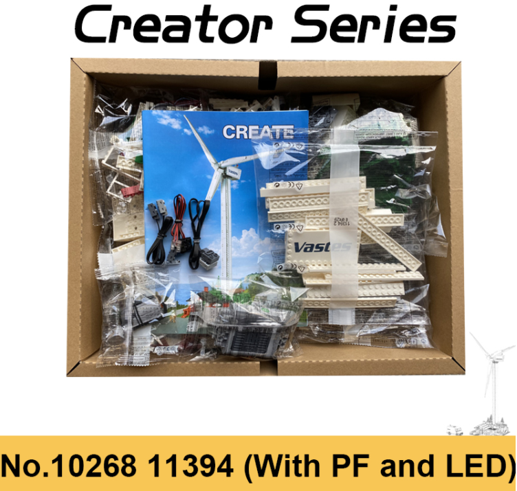 844pcs Expert Motorized Vestas Wind Turbine Tower Hill Green Energy 11394 10268 37001