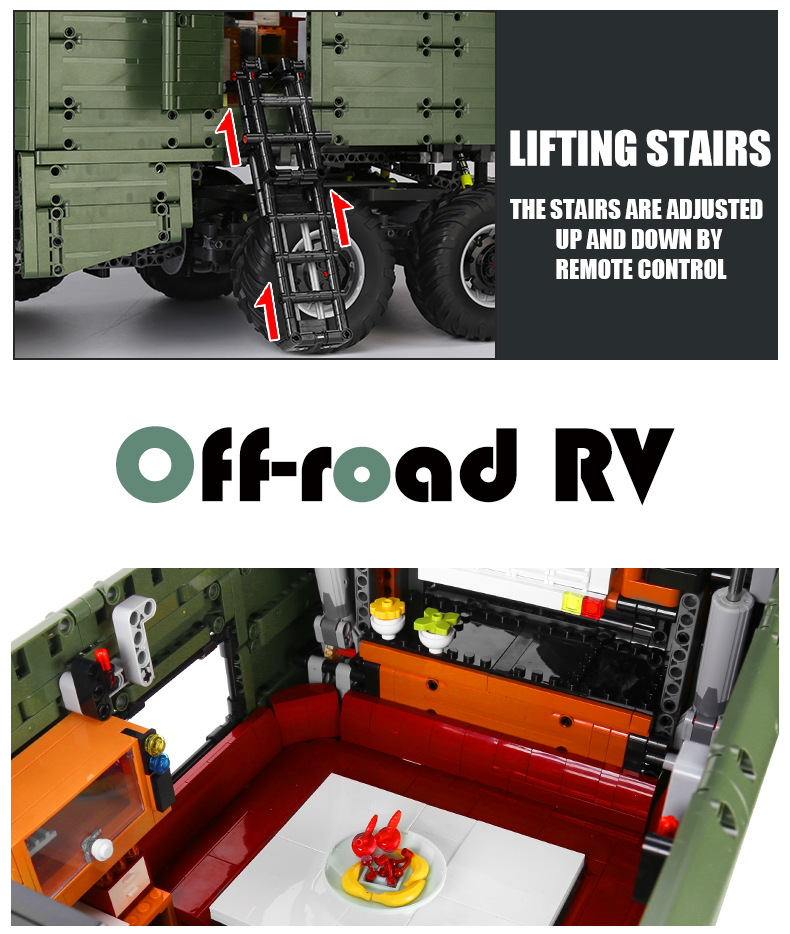 J907 High-Tech Remote Control The MOC Motorzied Nomadism RV Motorhome Truck Set Building Blocks Car