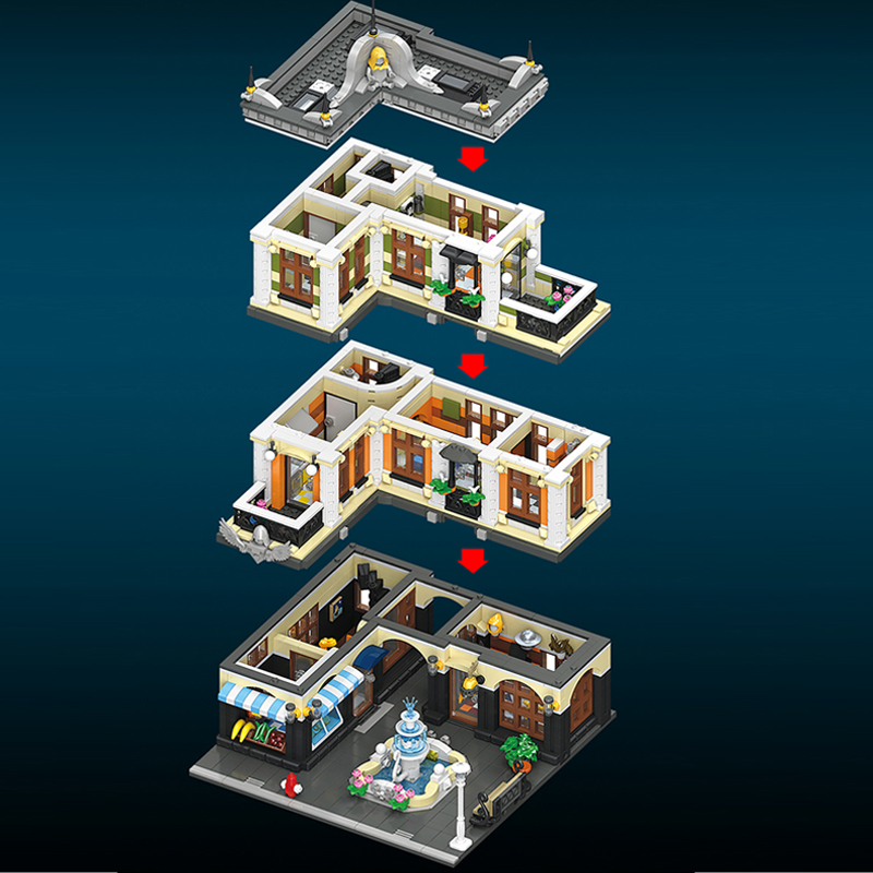 89113 Expert City Street View MOC Fountain Shopping Center 3420Pcs Building Block