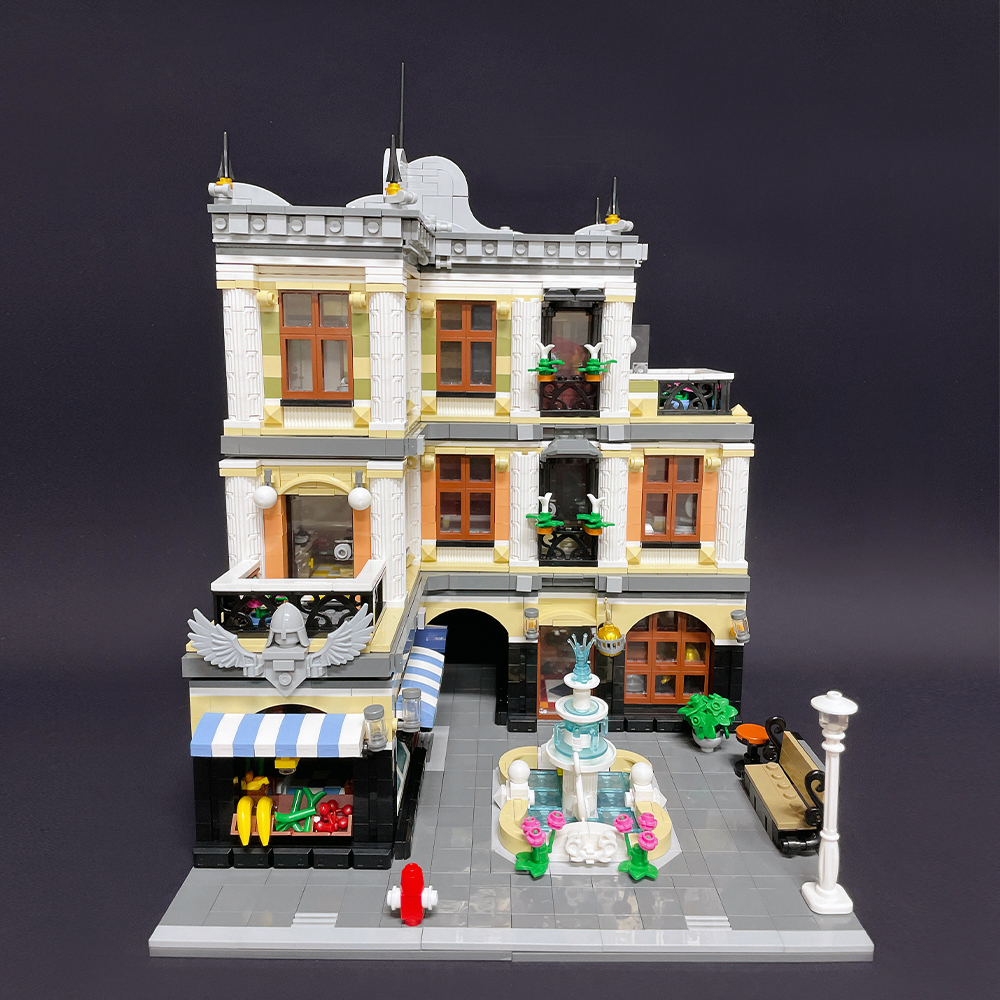 Creatoring Expert Street View The Fountain Square Moc Moduler House Building Blocks 89113 Corner Caffe