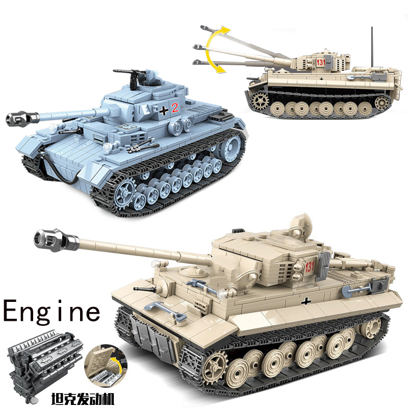 Germany Ww2 Tiger Tank Sets World War 1 2 Model Building Blocks Engine Military Abram Vehicle Kits Army Soldier 100061
