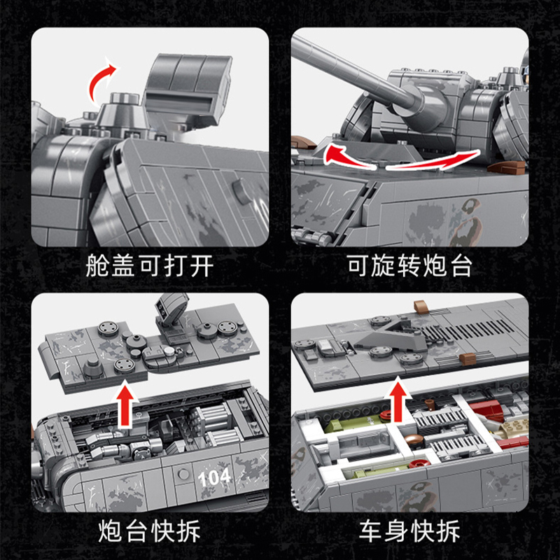 628009 German Panzer VIII Maus Military No. 8 Mouse Type Heavy Tank SWAT Model 2127PCS Building Blocks