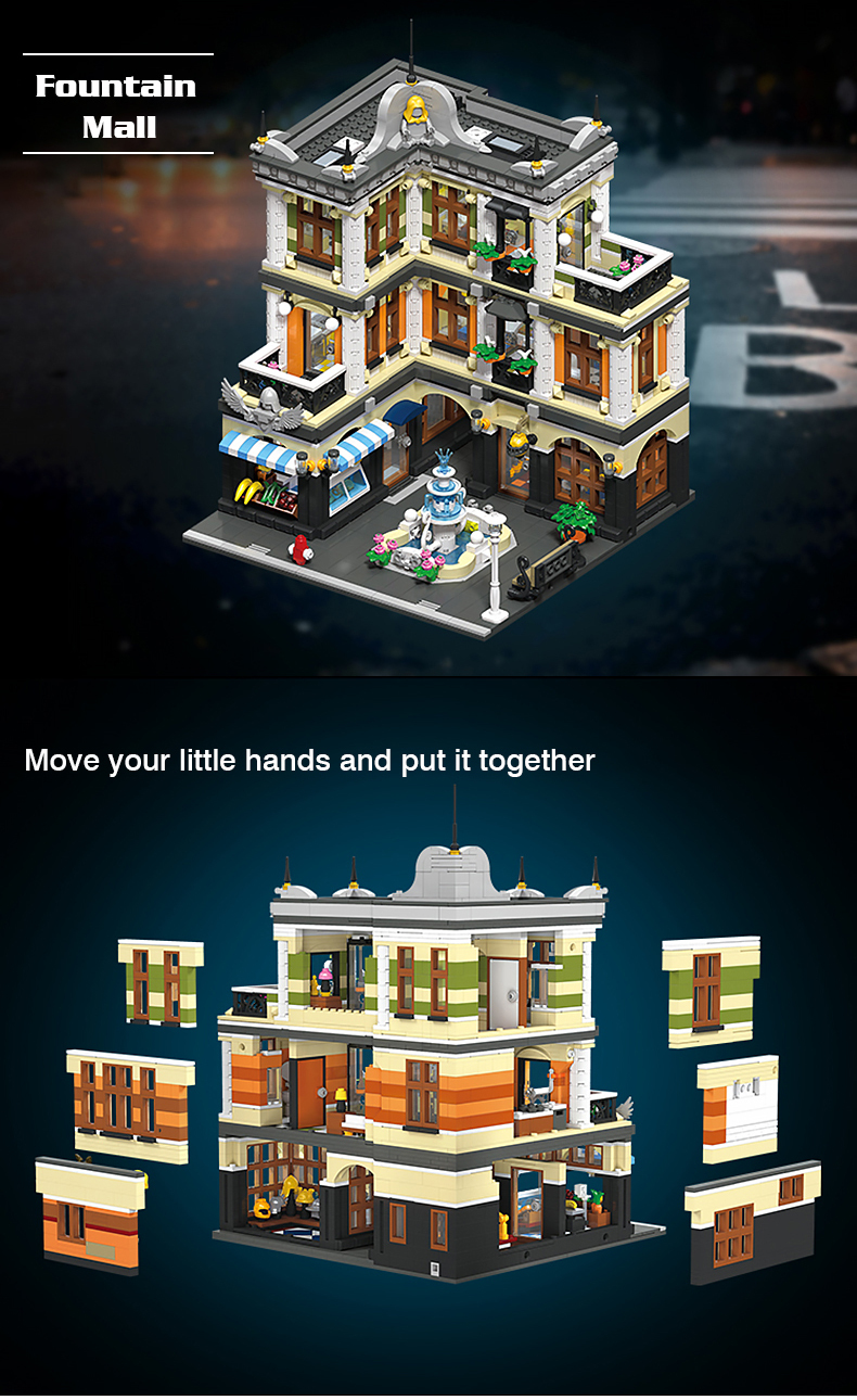 89113 Expert City Street View MOC Fountain Shopping Center 3420Pcs Building Block