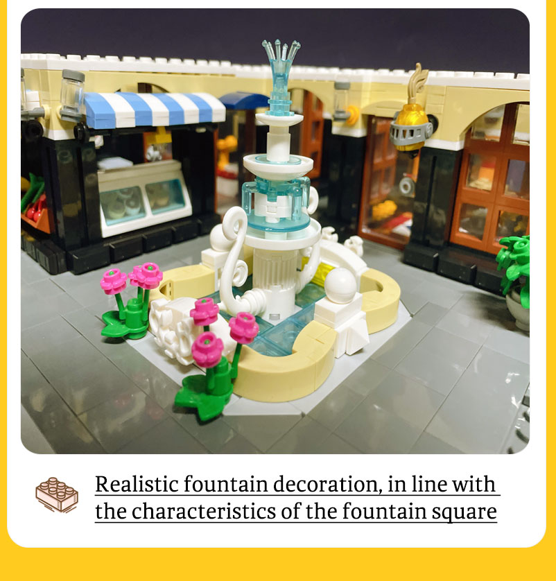 Creatoring Expert Street View The Fountain Square Moc Moduler House Building Blocks 89113 Corner Caffe