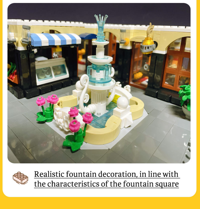 Creatoring Expert Street View The Fountain Square Moc Moduler House Building Blocks 89113 Corner Caffe