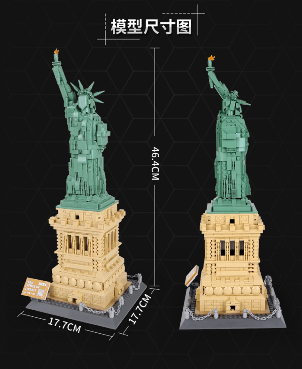 5227 Architecture series the Statue of Liberty Model Building Blocks set classic MOC streetview