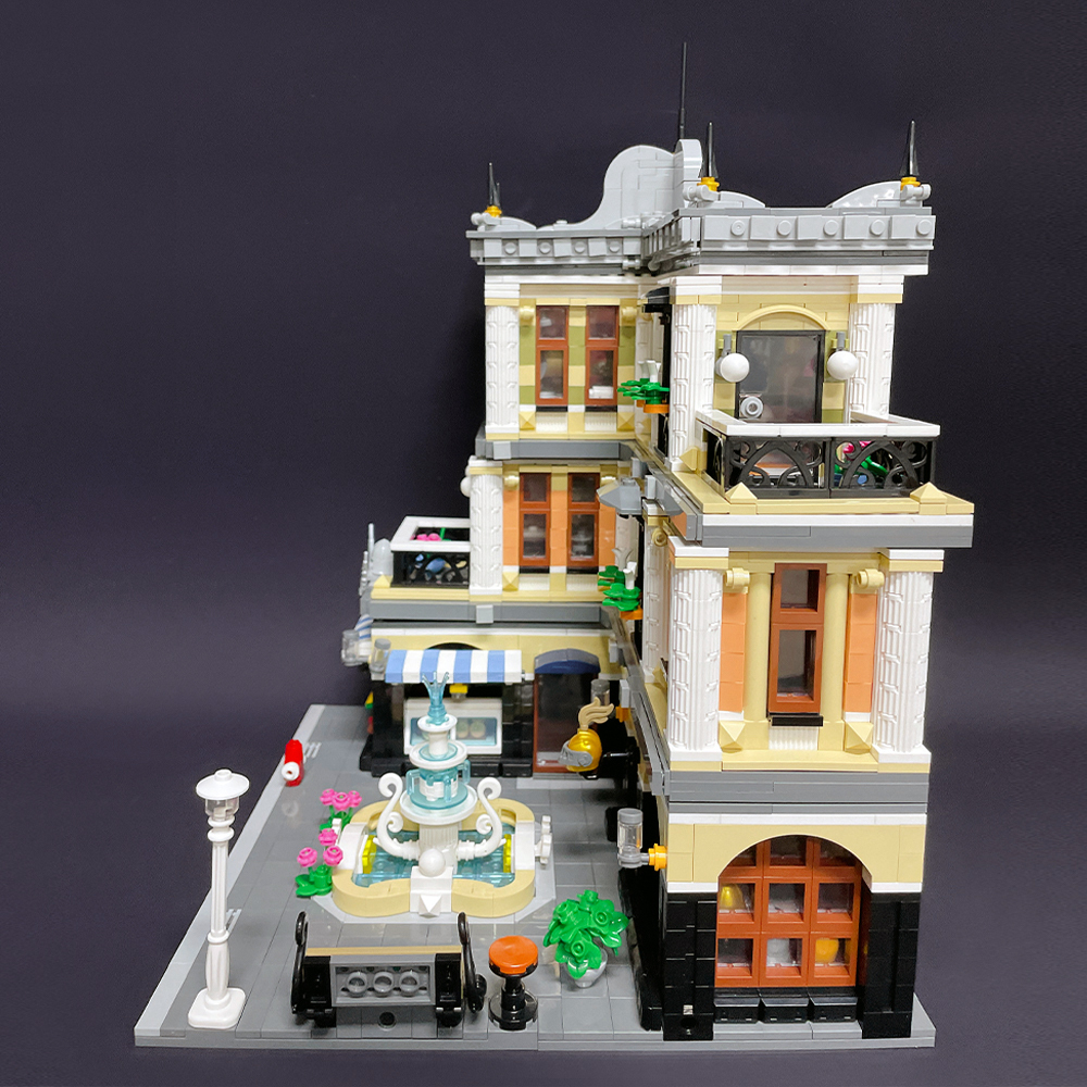 Creatoring Expert Street View The Fountain Square Moc Moduler House Building Blocks 89113 Corner Caffe