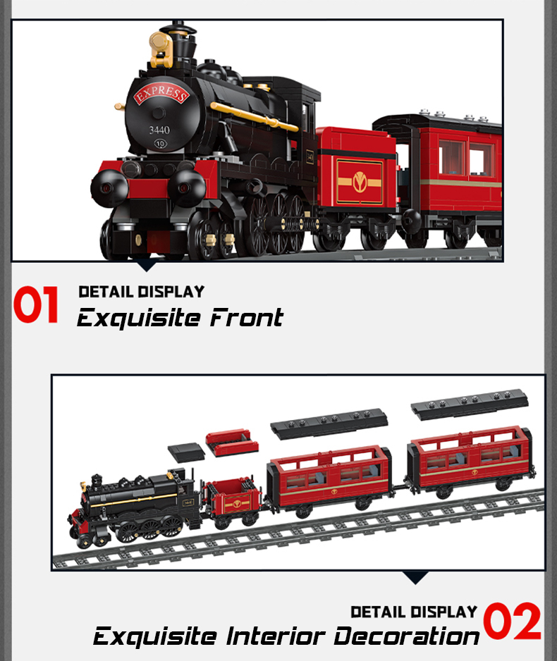 Classic Railway Steam locomotive Track Sets Building Block Expert Train Long-Distance Brick Counstrutor 59004