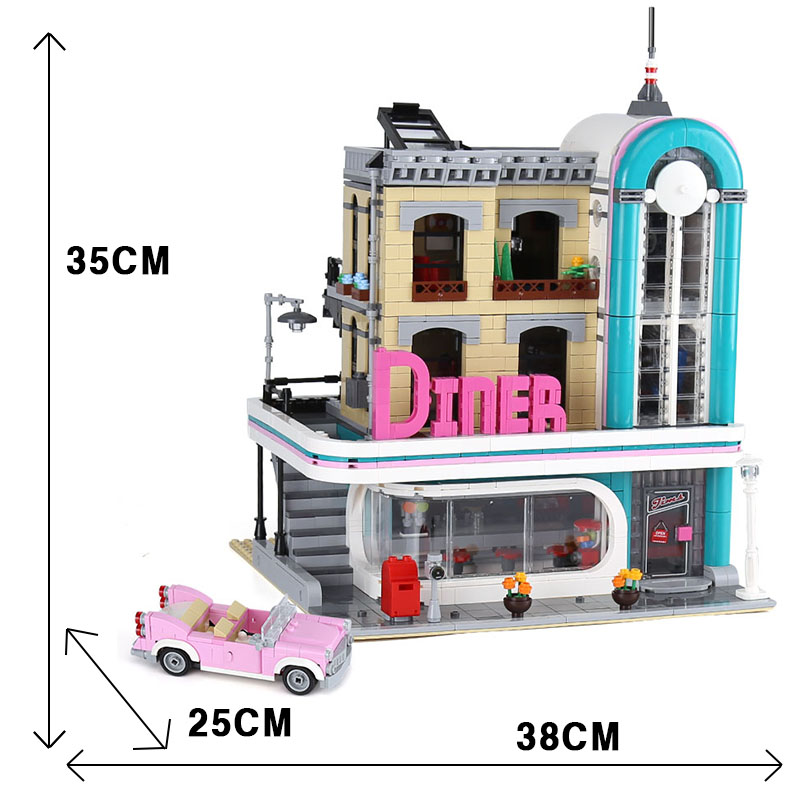 6 MINI Figures 2488PCS Downtown Diner Building Blocks 10260 15037