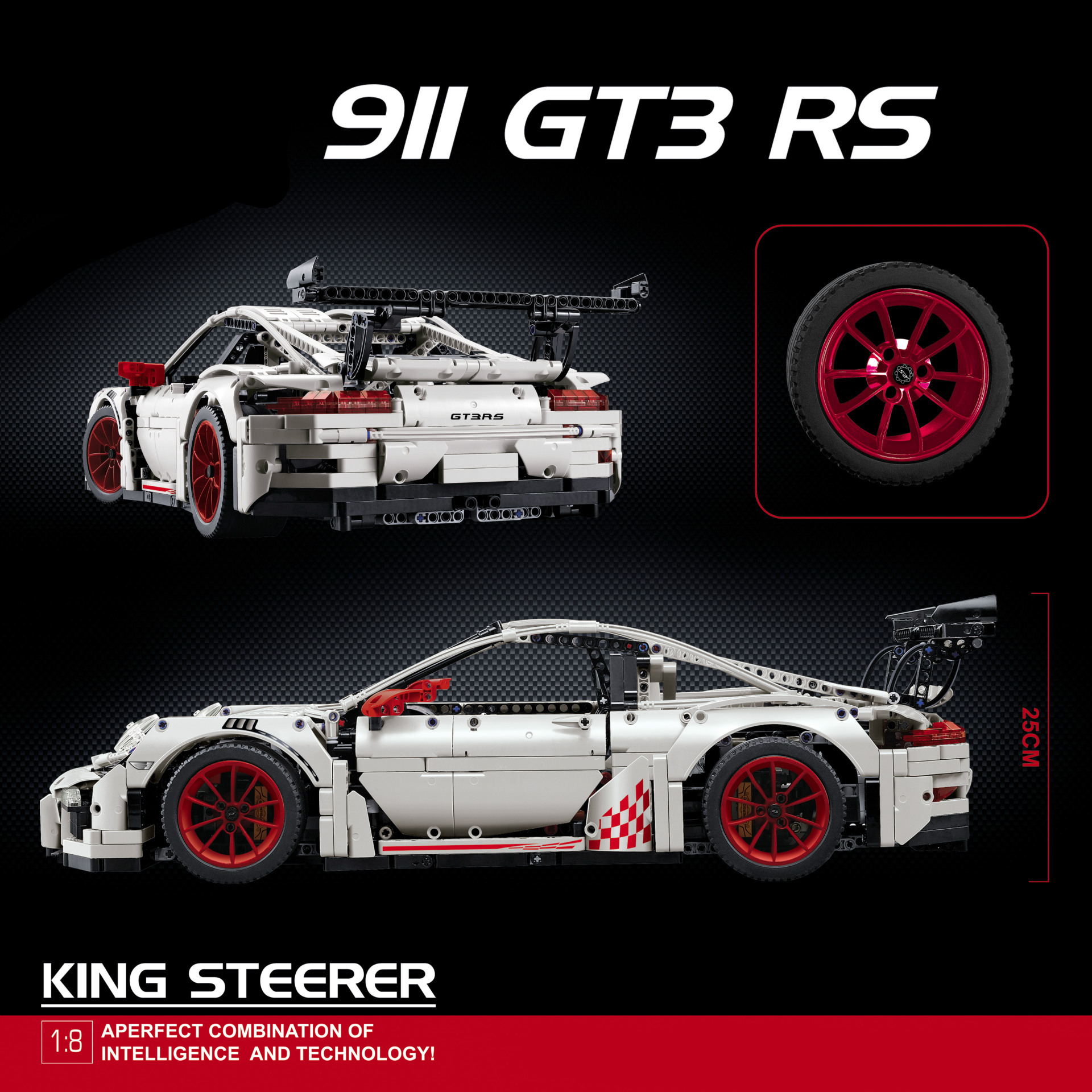 90089 2728Pcs High-tech Italian Super Race Car Model Building Block 42056 20001 3368B 3368C