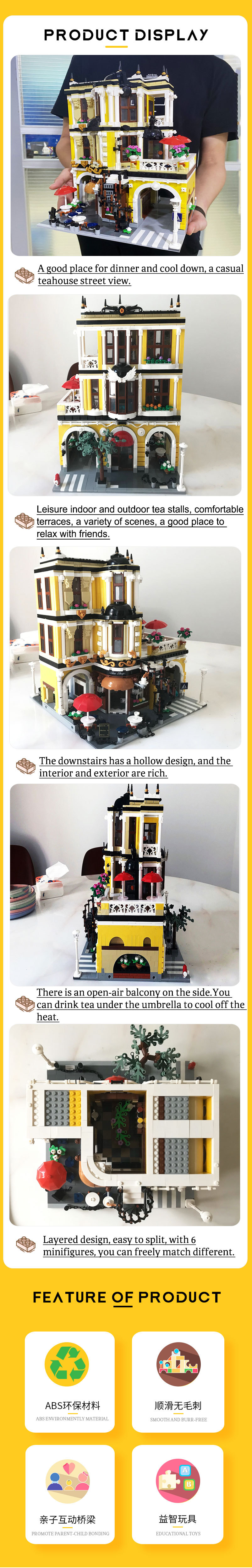 Ideas Creative Expert City Street View The Tea Shop 2985Pcs Moc Modular Brick Building Garden Center 89124