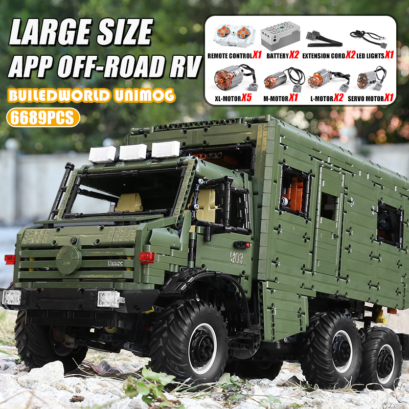 J907 High-Tech Remote Control The MOC Motorzied Nomadism RV Motorhome Truck Set Building Blocks Car