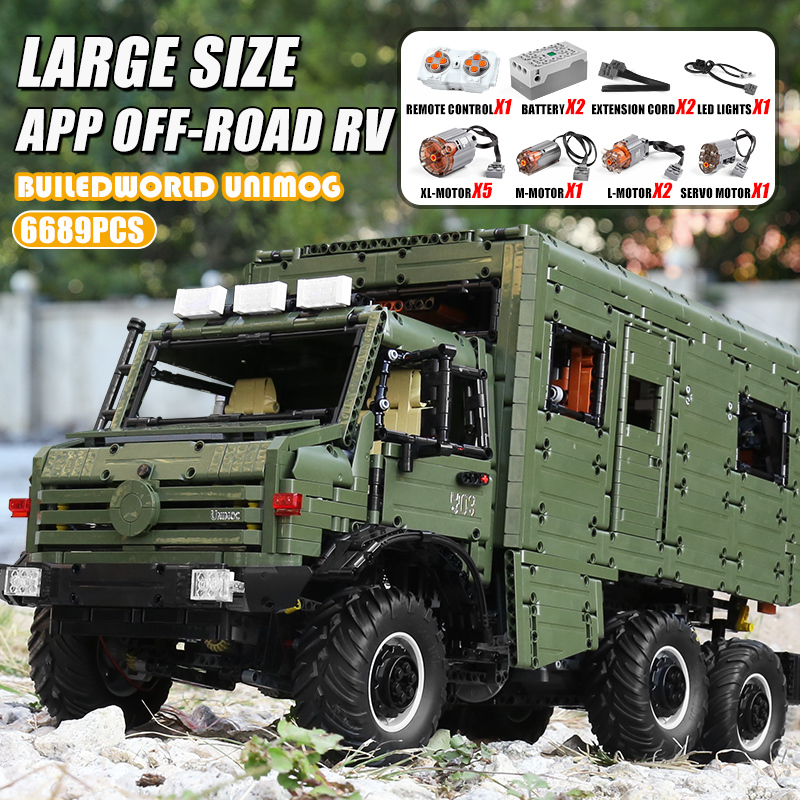 J907 High-Tech Remote Control The MOC Motorzied Nomadism RV Motorhome Truck Set Building Blocks Car