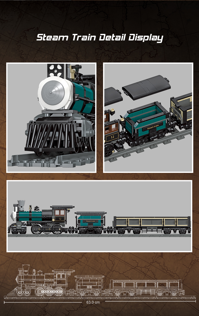 Classic Railway Steam locomotive Track Sets Building Block Expert Train Long-Distance Brick Counstrutor 59004