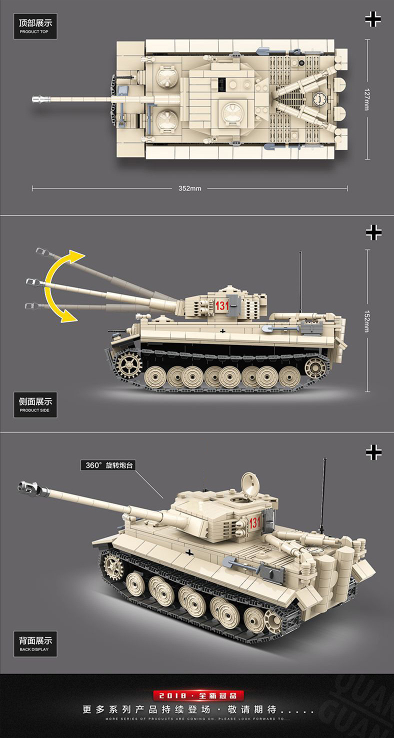 Germany Ww2 Tiger Tank Sets World War 1 2 Model Building Blocks Engine Military Abram Vehicle Kits Army Soldier 100061