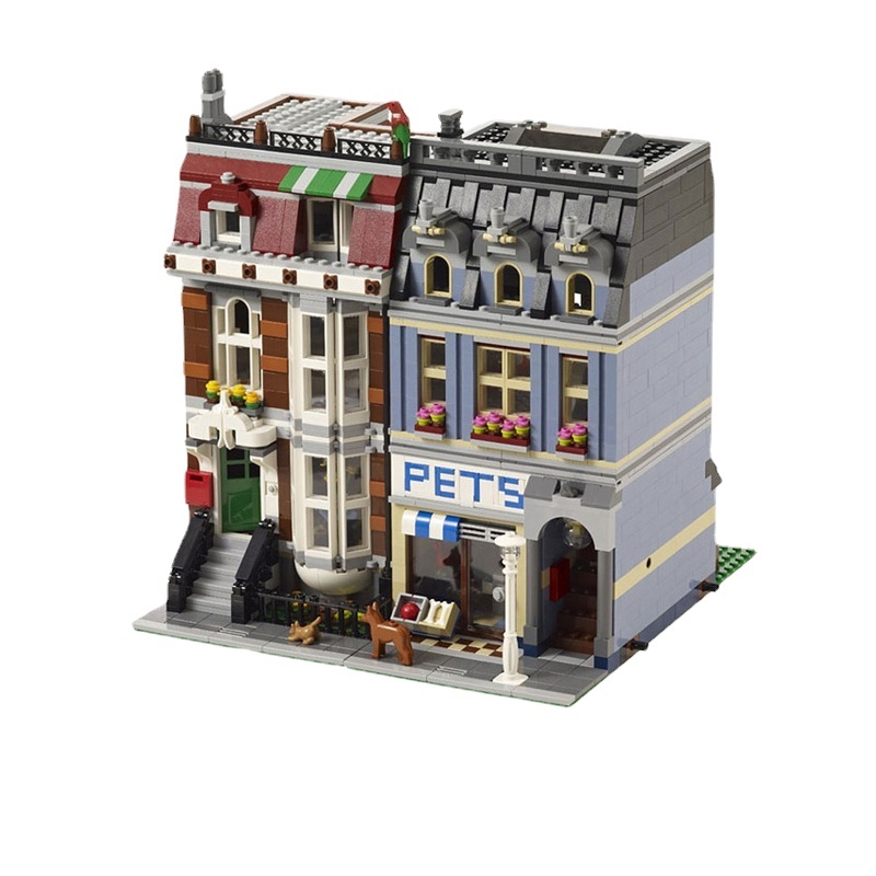 2082pcs  City Street View Series Pet Shop Set 15009 84009 Building Blocks Kid Christmas Gift toy