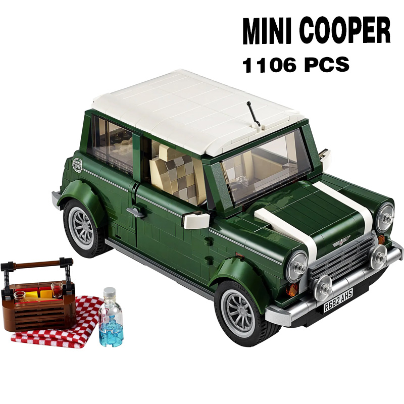 Mini Cooper 10242 Classic Green Car Model Building Blocks Car Vehicle Education 21002