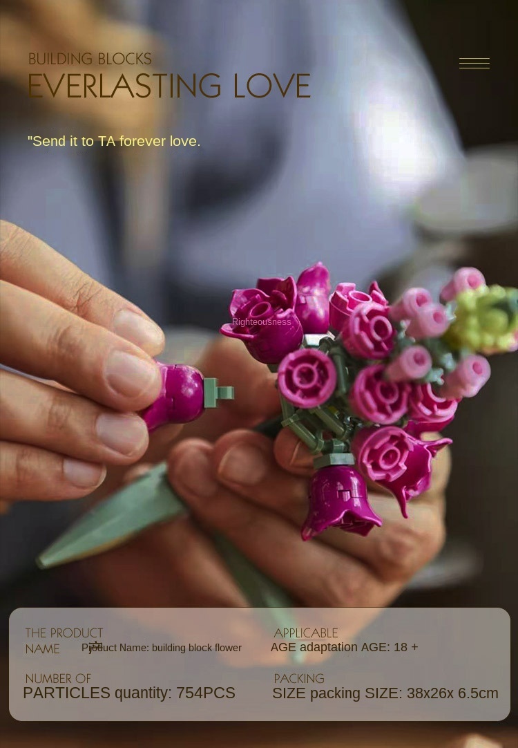 10289 Bird Of Paradise Bouquet Rose Building Block Unziptoy Diy Potted Illustration 10298