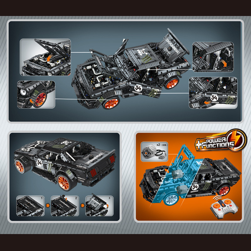 1:8 V2 23009 Freedom And Violence Ford Mustang Assembling Building Block 20102 MOC-22970