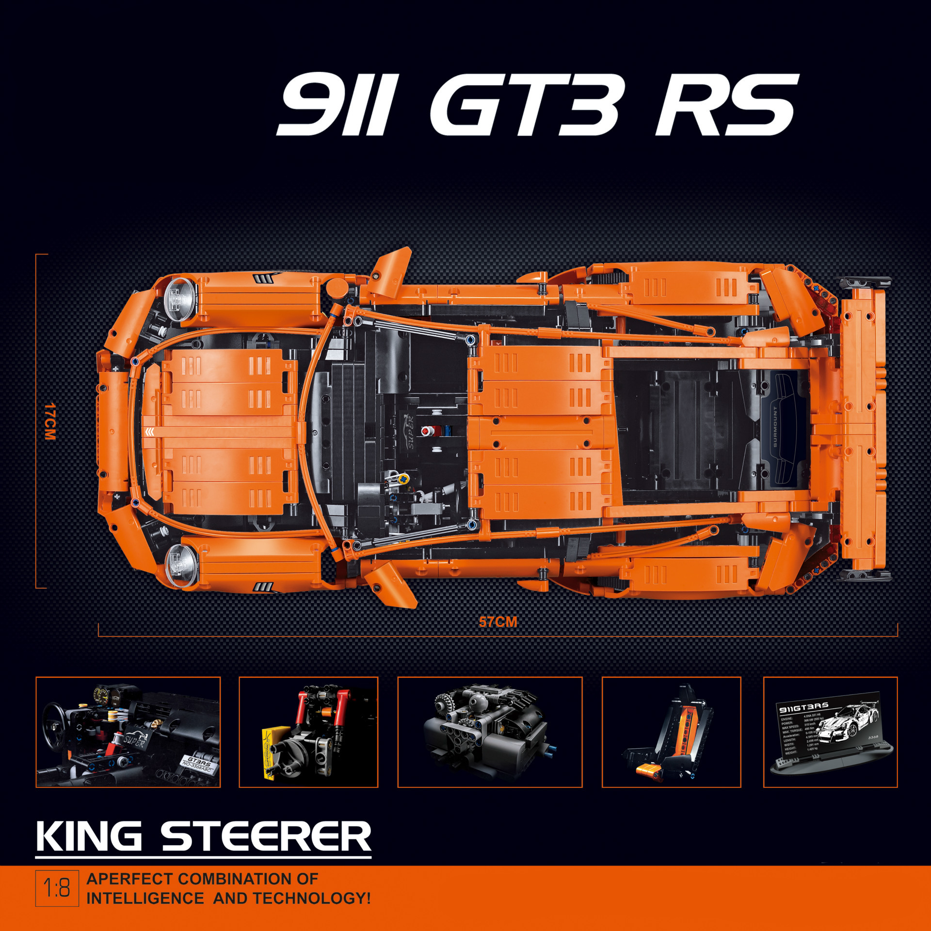 90089 2728Pcs High-tech Italian Super Race Car Model Building Block 42056 20001 3368B 3368C