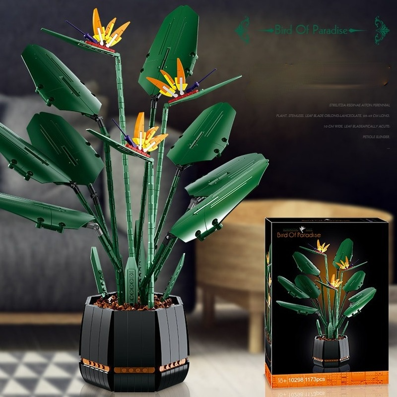 10289 Bird Of Paradise Bouquet Rose Building Block Unziptoy Diy Potted Illustration 10298