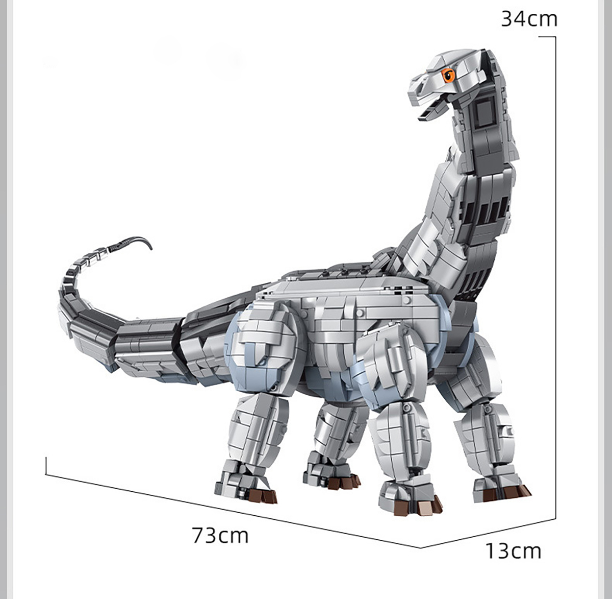 Panlos MOC 611005 Dinosaur Mosasaurus Assembly Model Grey Despotic Dragon 1859pcs Building Blocks