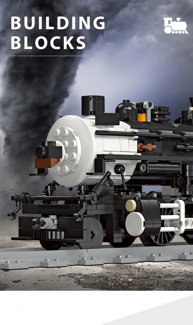 Classic Railway Steam locomotive Track Sets Building Block Expert Train Long-Distance Brick Counstrutor 59004