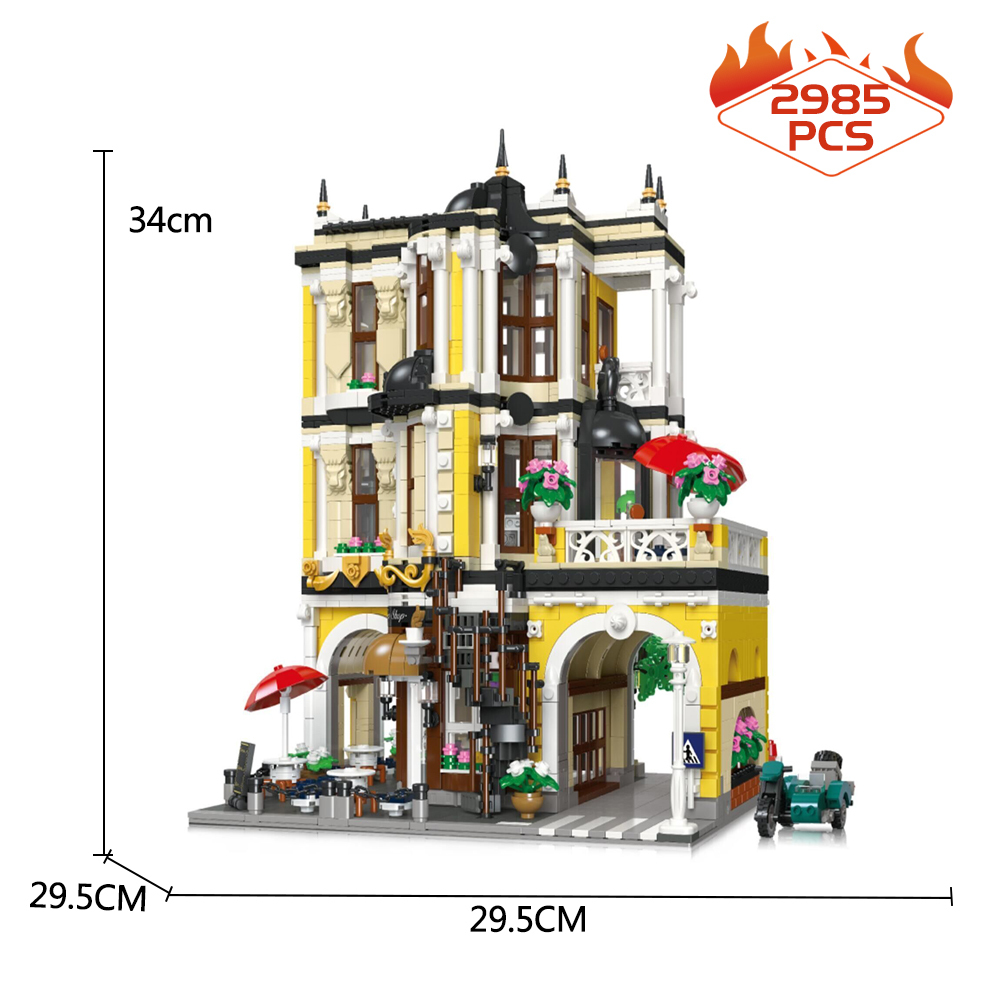 Ideas Creative Expert City Street View The Tea Shop 2985Pcs Moc Modula