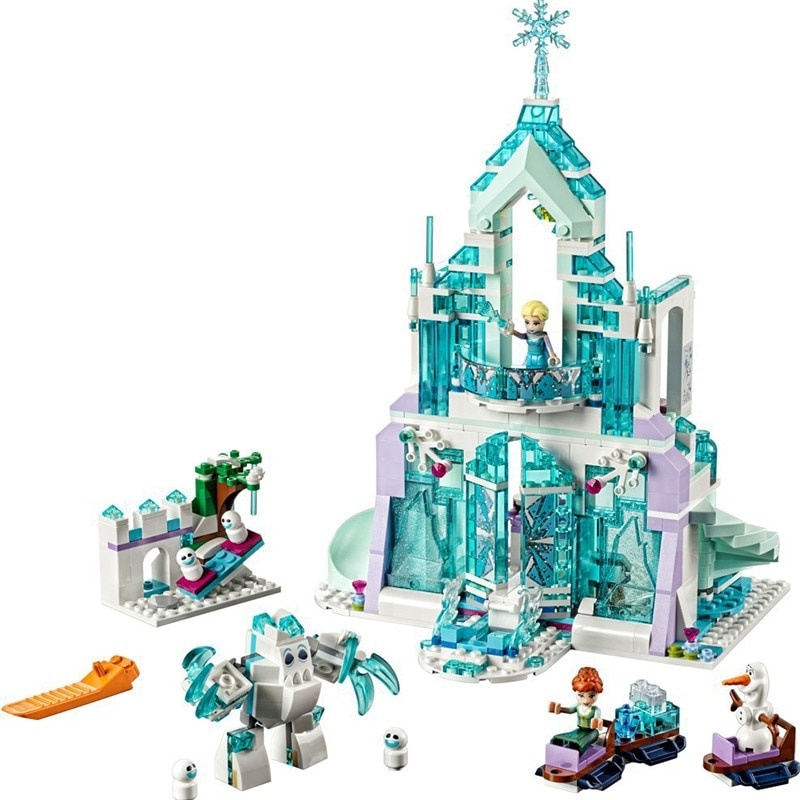 25002 Elsa Anna Magical Ice Castle 41148 Model Building Blocks Snow World