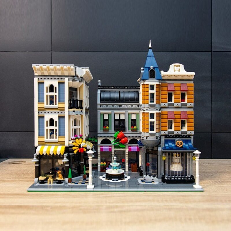 Street View 15019 Modular Buildings Assembly Square Model 10255 City House Blocks Brick Educational Toys Children Christmas Gift