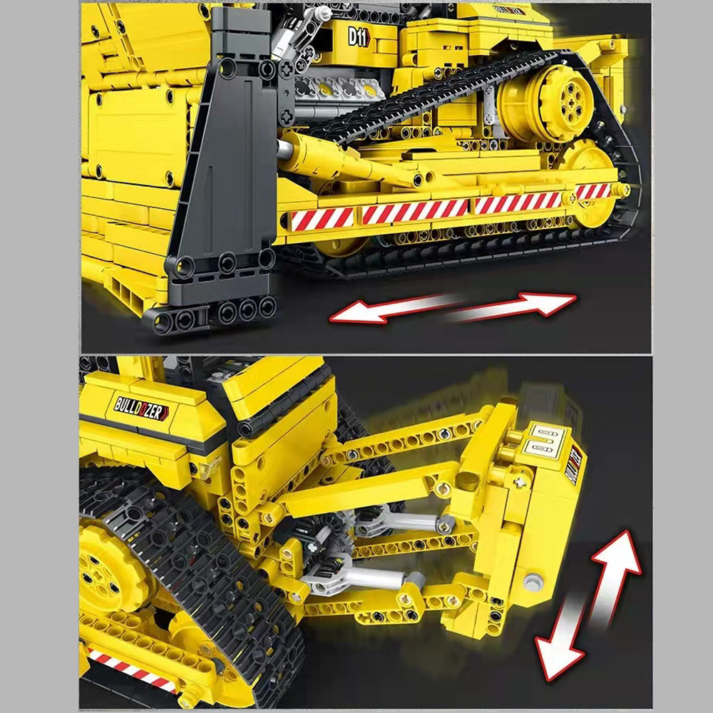 22001 1988pcs High-tech Engineering Car Series Mechanical D11 Bulldozer Moc Building Blocks