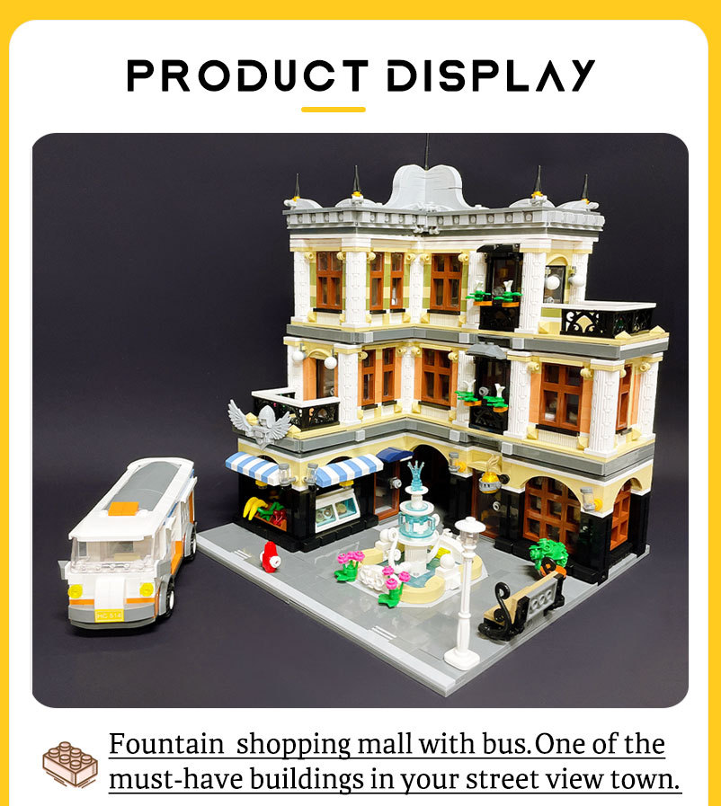 Creatoring Expert Street View The Fountain Square Moc Moduler House Building Blocks 89113 Corner Caffe