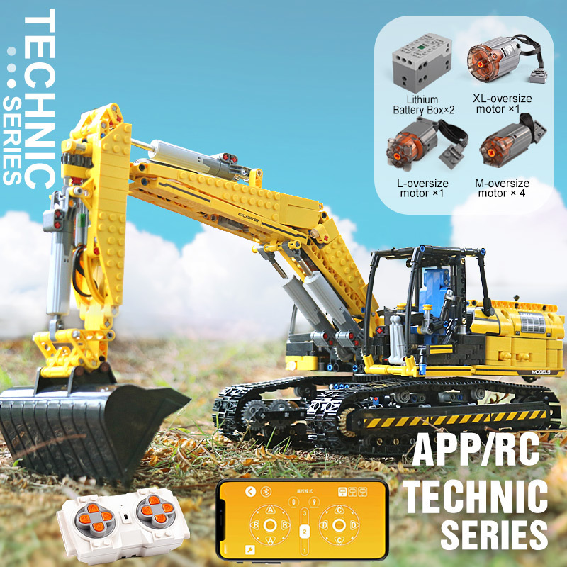 MOULD KING 13112 Motorized High-Tech Excavator truck 250X3-PF Truck Remote Building Blocks