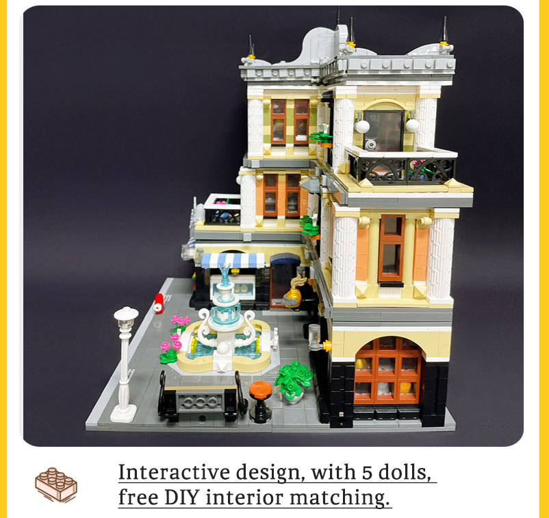 Creatoring Expert Street View The Fountain Square Moc Moduler House Building Blocks 89113 Corner Caffe