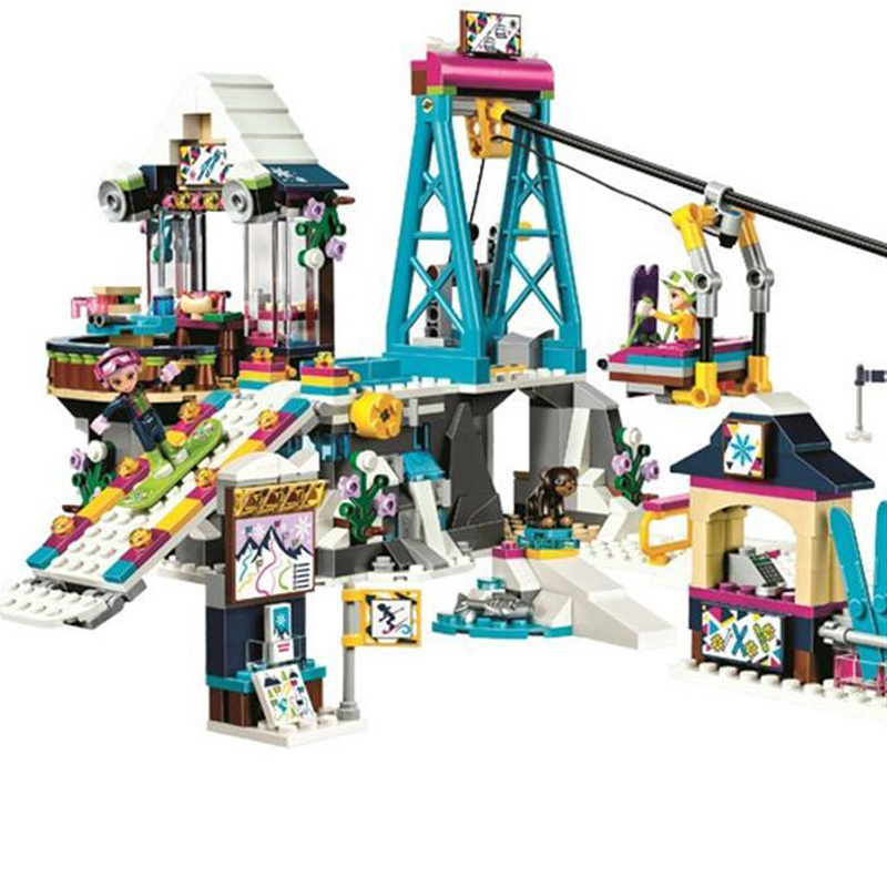 591Pcs Friends Snow Resort Ski Lift Trail Map Stand Model Building Blocks 41324 10732