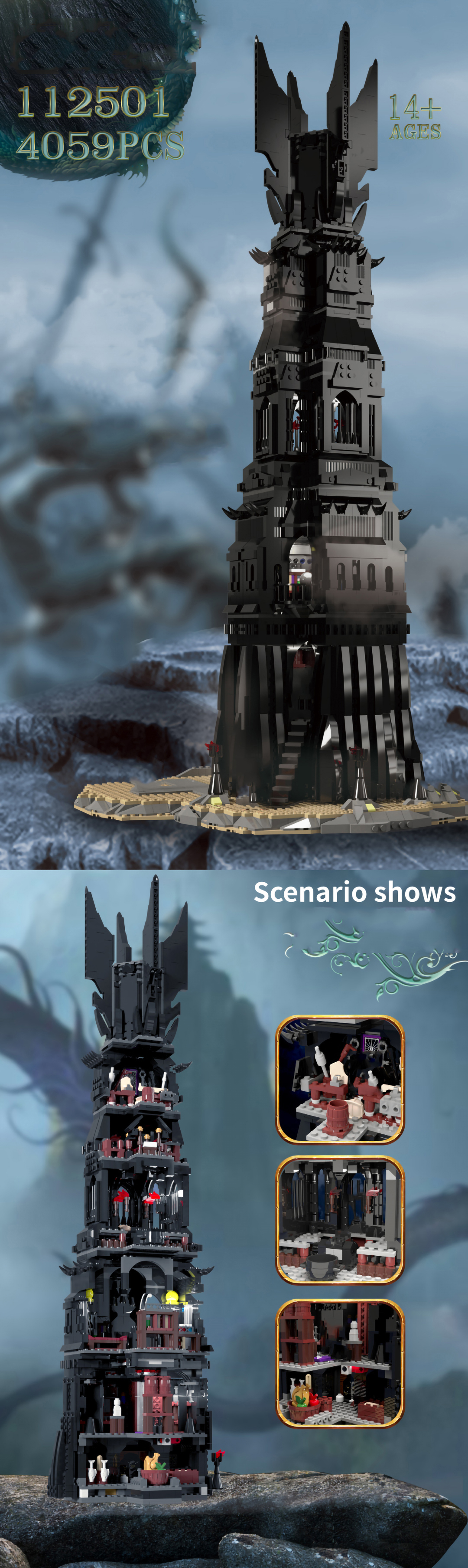 MOC The Tower of Orthanc  4059PCS 112501 Movie Series Building Blocks