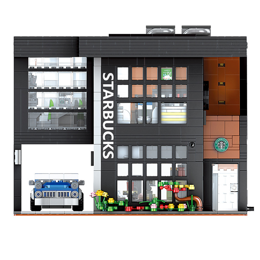 86005 Street View Architecture Series Starbucks Modern Cafe  Assembled Building Block Toy 45635